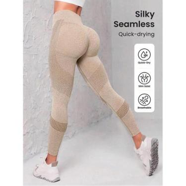 Imagem de Leggings esportivas com cintura larga sem costura - NONE, BR-G2, Caqui