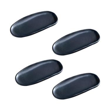 Imagem de Conjunto de Travessas Ovais Rasas Porto Brasil Orgânico Preto Matte 16,5x8cm - 4 Peças