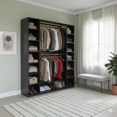 Imagem de Estante Armário Colmeia 02 Cabideiros 14 Nichos Expositor Organizador 