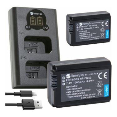 Imagem de Kit 2 Baterias NP-FW50 MemoryTec + Carregador Duplo compatível com Son