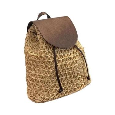 Imagem de Mochila De Palha Boho Feminina Para O Verão, Bolsa De Ombro Trançada E