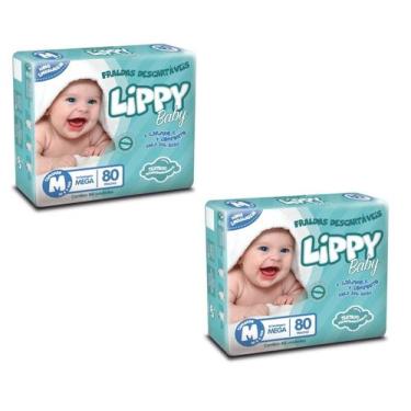 Imagem de Kit 2 Fraldas Infantis Lippy Baby Pacote Econômico M - 80 Tiras