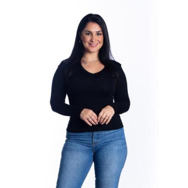 Imagem de Blusa Feminina Manga Comprida Segunda Pele De Frio Gola V - Maranne, P