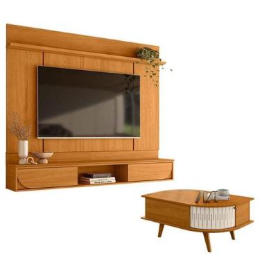Imagem de Painel para Tv Aura Cinamomo com Mesa de Centro Indianápolis Cinamomo 