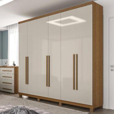 Imagem de Guarda Roupa Casal 6 Portas Rimo New Honduras, Jequitiba/Off White