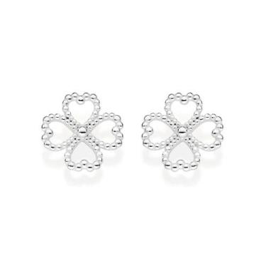 Imagem de Brinco Rommanel Trevo De 4 Folhas De Prata 925 820236 Prata Cor:Prata,