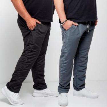 Imagem de Kit 2 Calça Masculina Tactel Plus Size Lisa Casual Esportiva Popular-Masculino