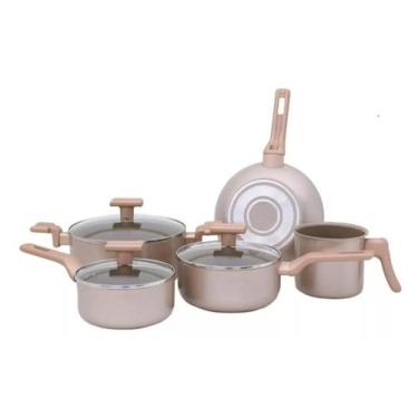 Imagem de Conjunto De Panelas Sartin Champagne 5 Peças Cerâmica Mimo Style