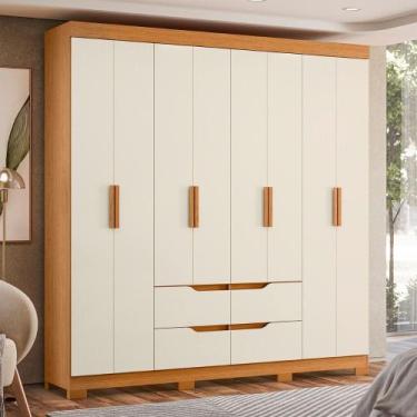Imagem de Guarda Roupa Casal 8 Portas 4 Gavetas com Pés Doble Albatroz, Cinamomo