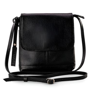 Imagem de Bolsa De Couro Legítimo Transversal Tiracolo Modelo Jô Preto