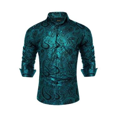 Imagem de Camisa Social Masculina Slim Fit De Manga Longa Com Estampa Paisley Lu
