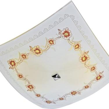 Imagem de Luminária Plafon Vidro Quadrado 25x25 para 2 Lâmpadas E27 Primavera - 