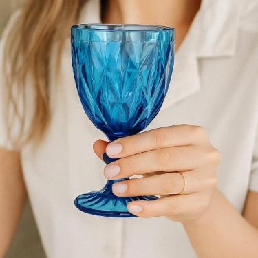 Imagem de Conjunto 6 Taças de Vidro Azul Milbani 330ml - FRATELLI