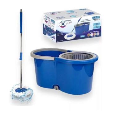 Imagem de Balde Spin Centrifuga Mop360com Esfregão Balde 13L Azul - Clean Tech