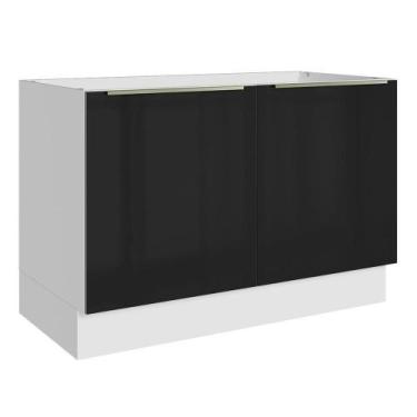 Imagem de Balcão Gabinete De Pia 120 Cm 2 Portas (sem Tampo) Branco/preto Lux Ma
