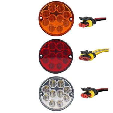 Imagem de KIT3 Lanterna Traseira Ônibus Caminhão 96mm 10 Led +Conector - SILO