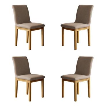 Imagem de Kit 4 Cadeiras para Sala de Jantar Pés Madeira Maciça Bella - Valdemóv