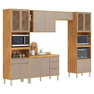Imagem de Cozinha Modulada Plena 5 Peças Paneleiro E Torre Quente Cinamon Nude Prime Tx - Demóbile