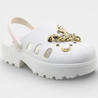 Imagem de Babuche Moleca Salto Tratorado Pingente Feminina - Off White - 33, 33