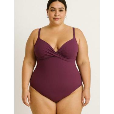 Imagem de Maio Com Bojo Transpassado Plus Size P111 - ORIGINAL, Roxo, 56