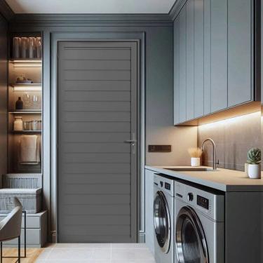 Imagem de Porta de Aluminio Laminada 215x75cm Pratica - Cor: Branco Bronze