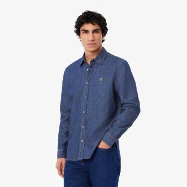 Imagem de Camisa em Denim Leve, ajuste regular - LACOSTE, 41, Azul royal