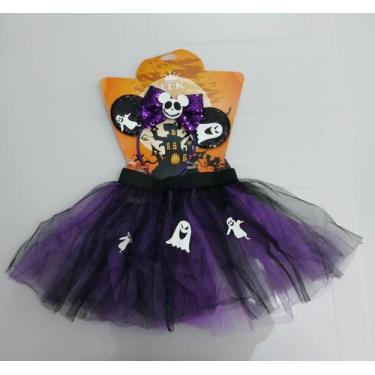 Imagem de Saia Fantasia Infantil De Halloween Dia Das Bruxas da Minnie Preto e R