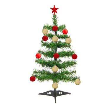 Imagem de Árvore De Natal Verde 35cm 25 Galhos Pequena Mini Decorada Enfeite De 