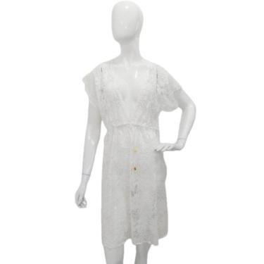 Imagem de Saída de praia plus size camisão rendado com cinto ajustável - Tropica