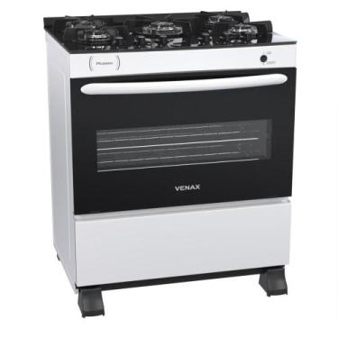 Imagem de Fogao a Gas 5 Bocas Venax Picasso Vitreo Branco, Branco, Bivolt