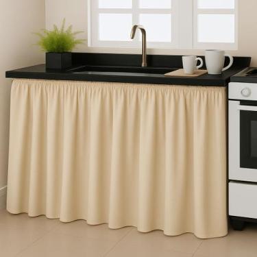Imagem de Cortina de Pia Elegante para Cozinha Balcão Tanque 2.80 Metros por 90 