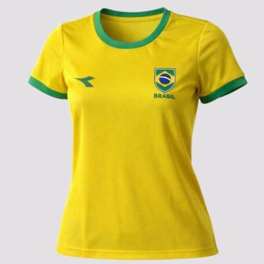Imagem de Camisa Feminina Brasil Diadora Campione Amarelo, Amarelo, Canario, A, 