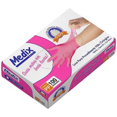 Imagem de Luva Nitrílica Medix - Rosa - Tamanho PP - Caixa com 100 unidades
