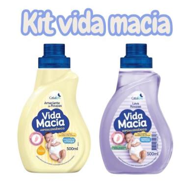 Imagem de Kit Bebê Vida Macia Lava Roupas Amaciante Glicerina e Camomila 500ml