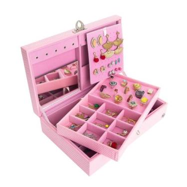 Imagem de Caixa Porta Jóias e Bijuterias Sintético Croco - TOTAL LUXO, ROSA &amp