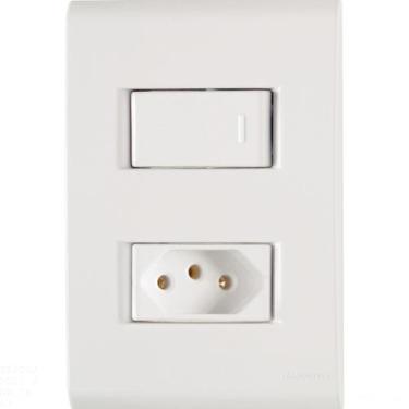 Imagem de Conjunto 4x2 com 1 Interruptor Simples 10 A 250 V e 1 Tomada 2P+T 10 A