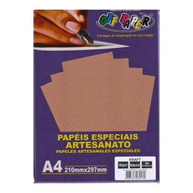 Imagem de Papel Kraft Natural Off Paper 00475 180G-M² A4 para Artesanato e Escri