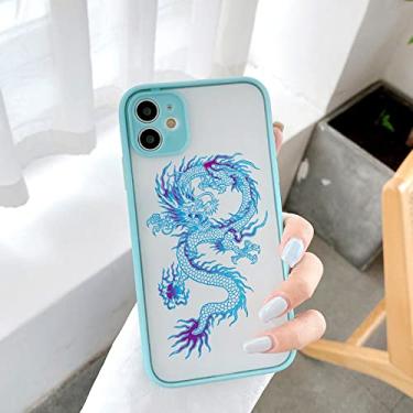 Imagem de Capa de celular fashion cartoon dragon para iPhone X XR XS 11 12 13 pro max Mini Plus 7 8 Plus SE 2020 Casco protetor, mint dragon 2, para iPhone Xs Max