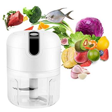 Imagem de Triturador de alho, picador elétrico de alho, picador de alho 250ML, mini processador de carregamento USB com 3 lâminas afiadas para moedor de alho/alho/pimenta