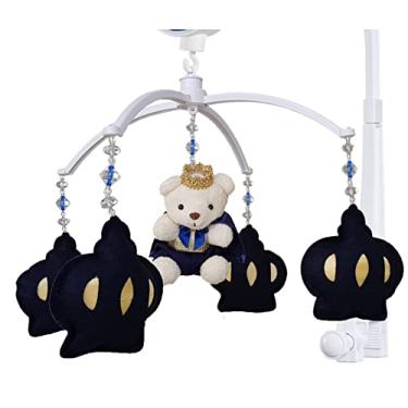 Imagem de Sleep Baby Móbile de Berço Musical e Giratório Príncipe Coroa Azul Marinho para Bebês, Montagem no Berço