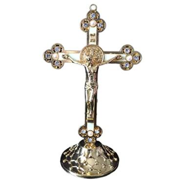 Imagem de homozy Decoração de Parede Crucifixo Cruz 3D, Estatueta de Estátua de, Decoração de Parede de Religioso, Decoração de Igreja Suspensa, dourado