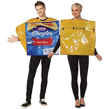 Imagem de Kraft Pacote individual e fantasia de casal de queijo com fatia única para homens e mulheres, fantasias de festa, cosplay, Halloween, tamanho único para adultos