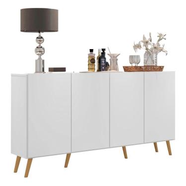 Imagem de Aparador Buffet Retrô Multimóveis Veneza 4 Portas FG3556 Branco/Natural