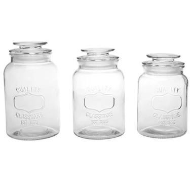 Imagem de Jogo 3 Potes Vidro Hermético Vintage Inspired Casa Ambiente