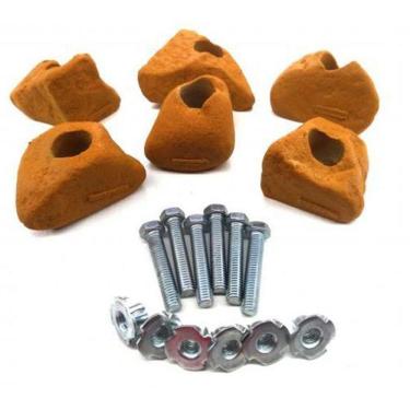Imagem de Kit 6 Agarras Escalada Tamanho M Realrocks Madeira Ocre