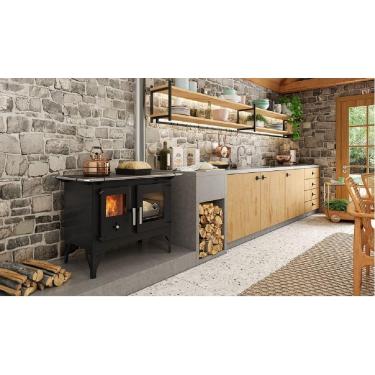 Imagem de Fogão Lenha Dupla Combustão Tampo Ferro Fundido Médio 