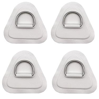 Imagem de 4 peças de anéis em D para barco inflável de PVC e canoa de aço inoxidável, anel em D, bote, caiaque, prancha de surfe (branco)