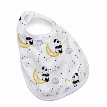 Imagem de Babador Tecebem Baby Kinder Impermeável C/ Botão Iris Branco