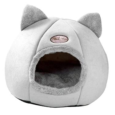 Imagem de #N/A Cama de gato para animais de estimação em ambientes internos, gaiola de gato lavável na máquina para gatos internos ou cães pequenos, filhotes, gatinhos, coelhos, antiderrapante e inferior resistente à água - M 33 cm