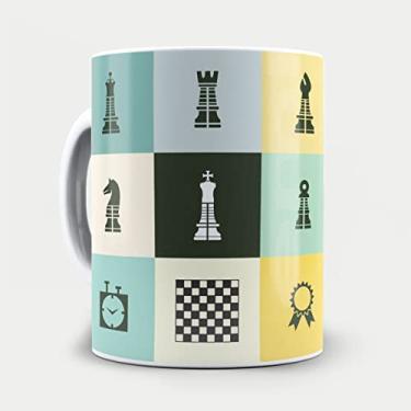 Imagem de Genérico Caneca de Porcelana Peças Jogo Xadrez 21 - 325 ml